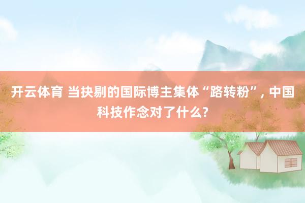 开云体育 当抉剔的国际博主集体“路转粉”, 中国科技作念对了什么?