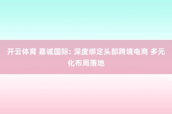 开云体育 嘉诚国际: 深度绑定头部跨境电商 多元化布局落地