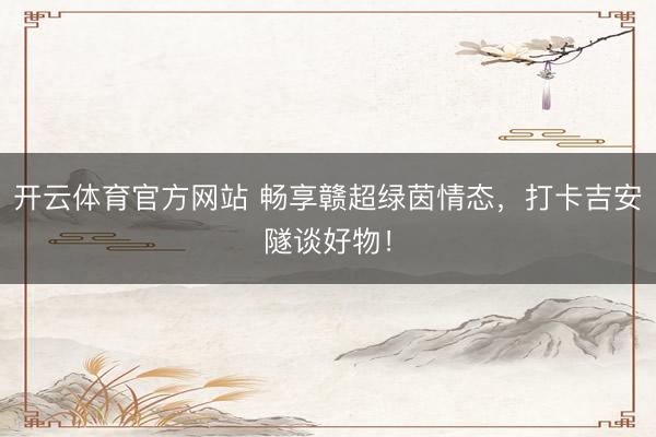 开云体育官方网站 畅享赣超绿茵情态，<a href=